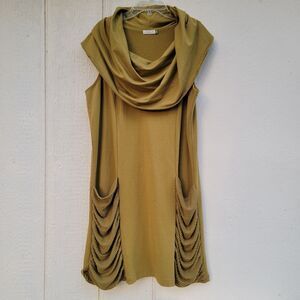 chalet cowl neck dress green Pockets  wmns sz med Artsy